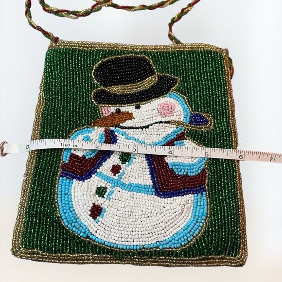 C. Marie Snowman Purse Crossbody Beaded Bag Festive Christmas Holiday Nostalgic - Picture 6 of 7